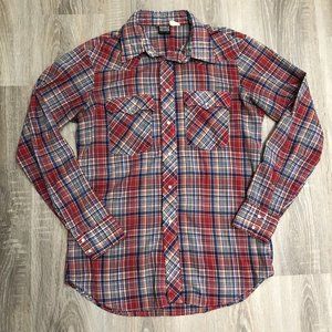 Vintage Western Snap Button Plaid Shirt Mens L/M Double Decker Canada